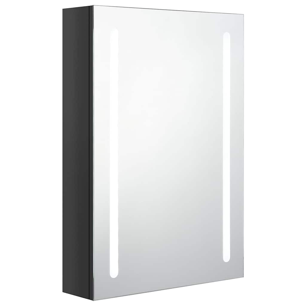 Vidaxl badkamerkast met spiegel en led 50x13x70 cm glanzend zwart