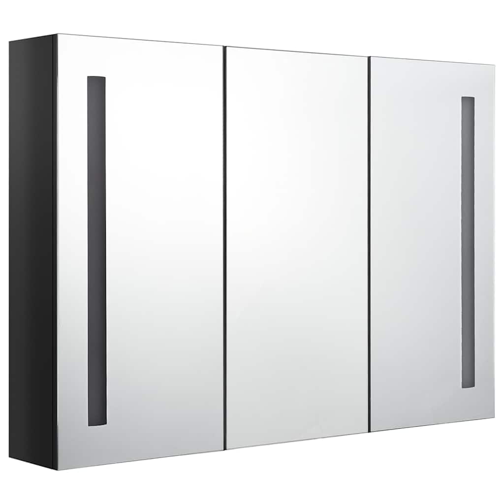 Vidaxl badkamerkast met spiegel en led 89x14x62 cm glanzend zwart