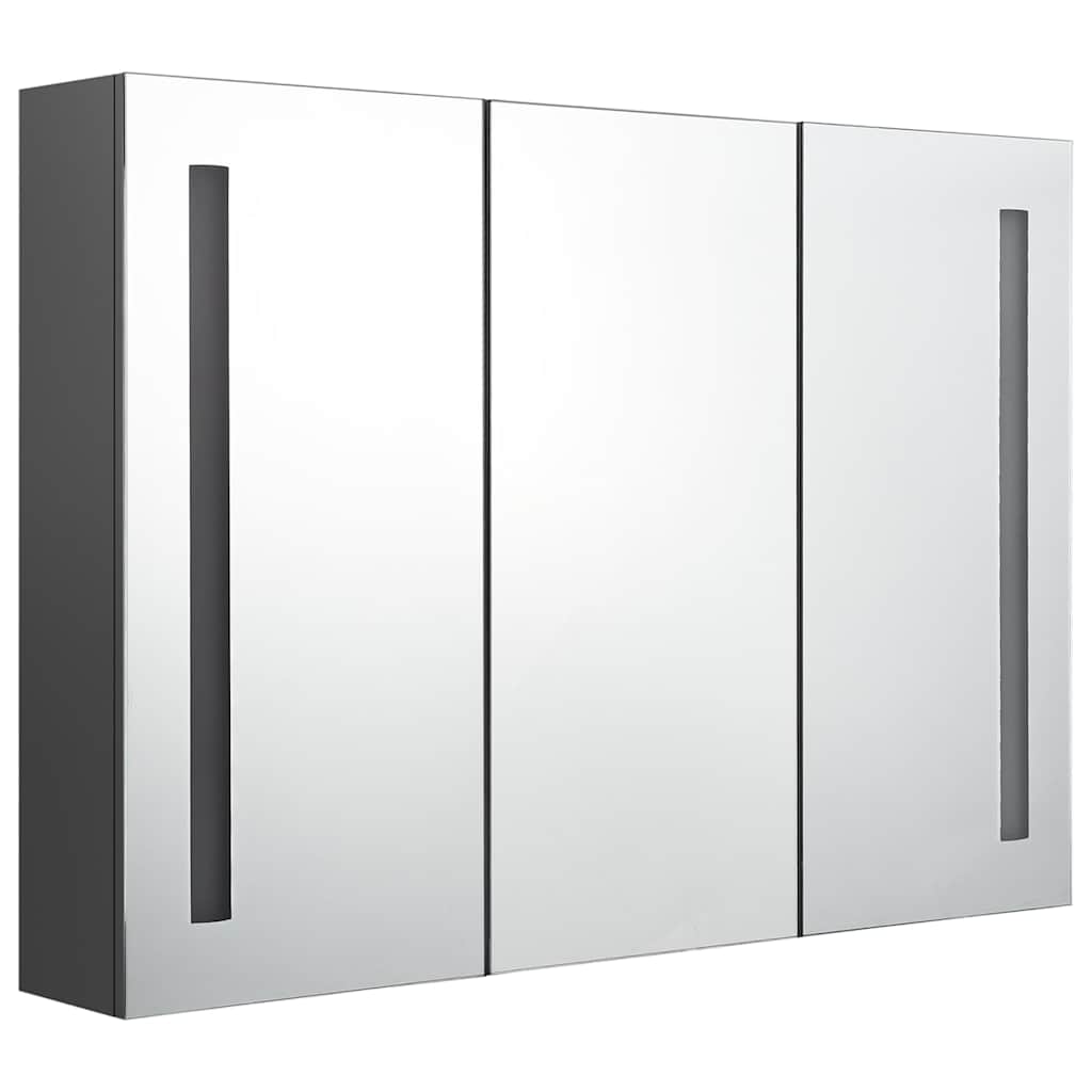 Vidaxl badkamerkast met spiegel en led 89x14x62 cm grijs