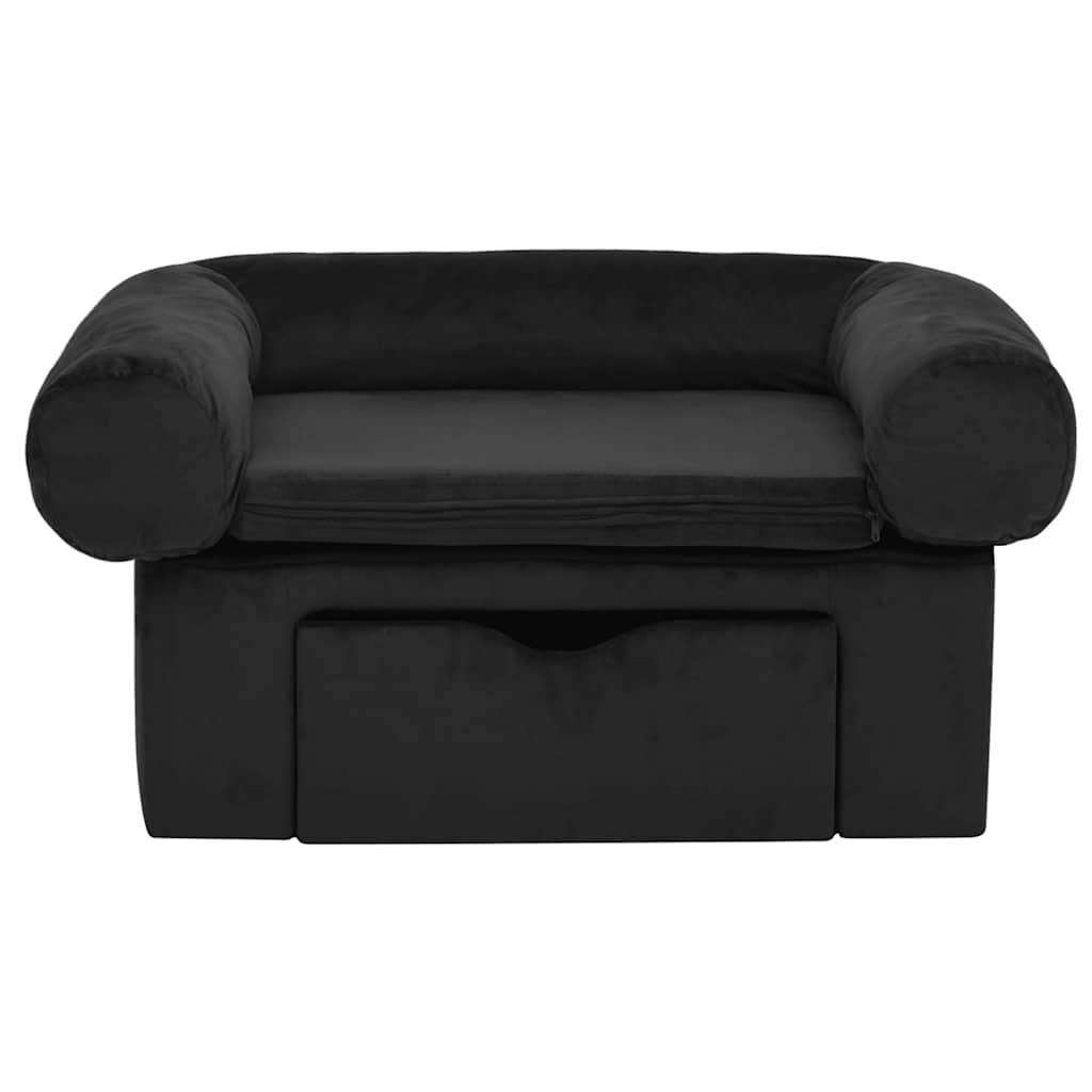 Vidaxl Hundebank mit Schublade 75x50x38 cm Plüsch schwarz