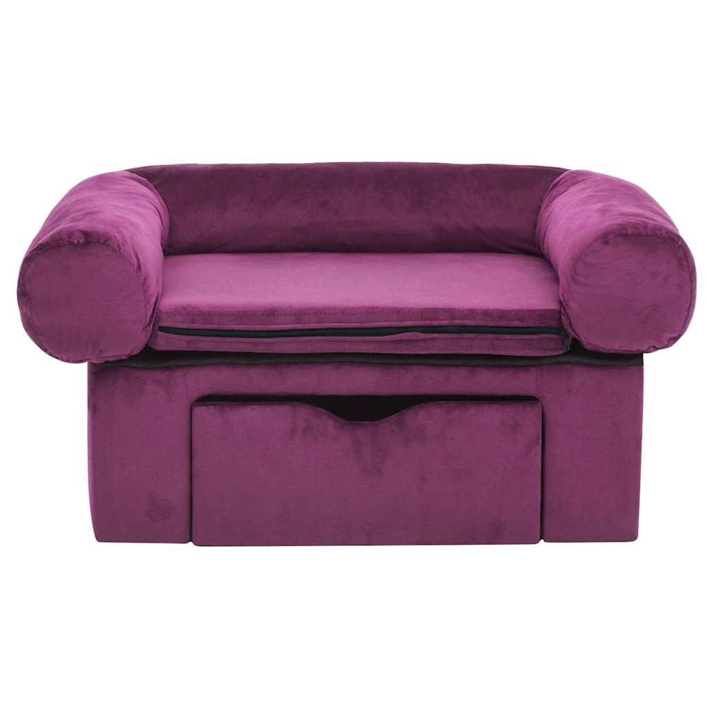Vidaxxl Hundesofa mit Schublade 75x50x38 cm Plüsch Burgunderrot