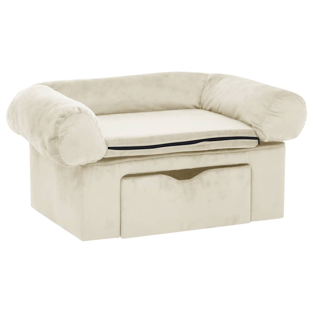 Vidaxxl Hundesofa mit Schublade 75x50x38 cm Plüsch creme