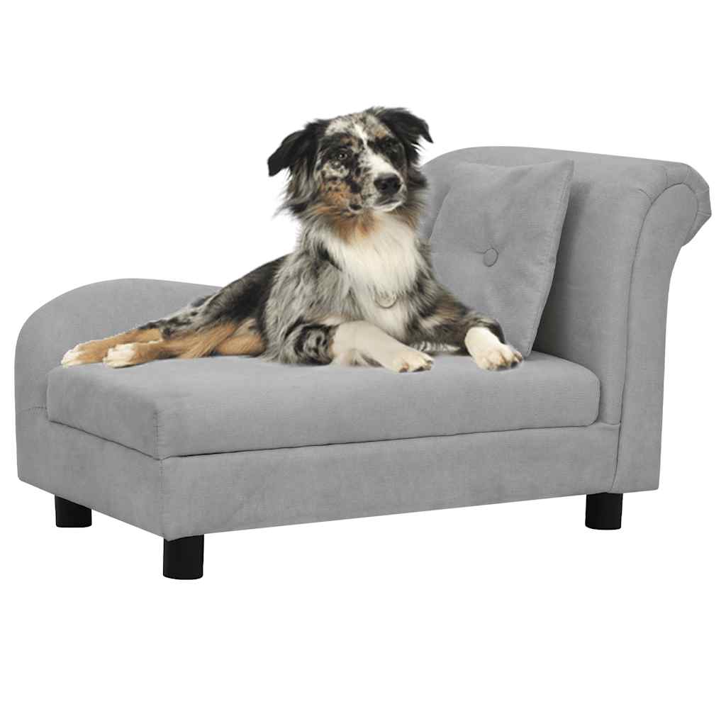 Vidaxxl Hundesofa mit Kissen 83x44x44 cm Plüsch grau