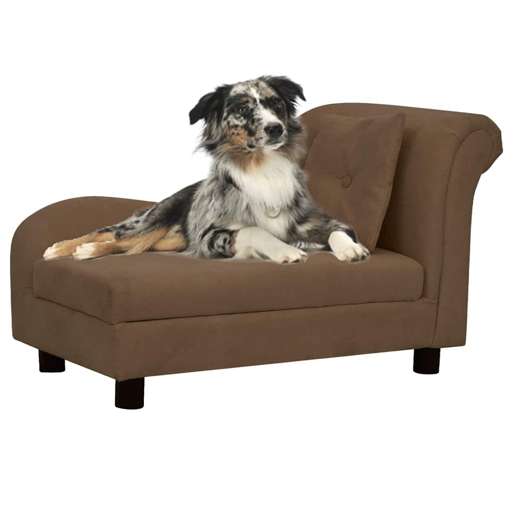Vidaxxl Hundesofa mit Kissen 83x44x44 cm Plüsch braun