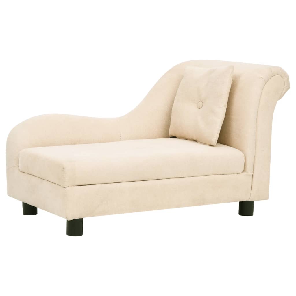 Vidaxxl Hundesofa mit Kissen 83x44x44 cm Plüsch creme