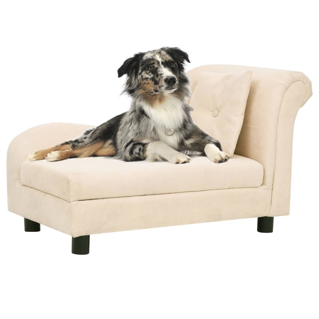 Vidaxxl Hundesofa mit Kissen 83x44x44 cm Plüsch creme