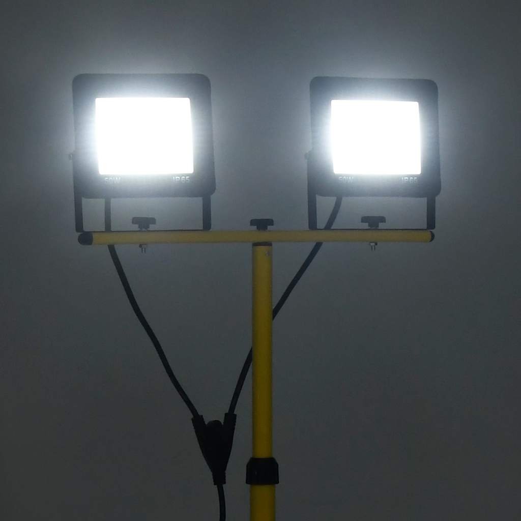 Vidaxl spotlight met statief led 2x50 w koudwit