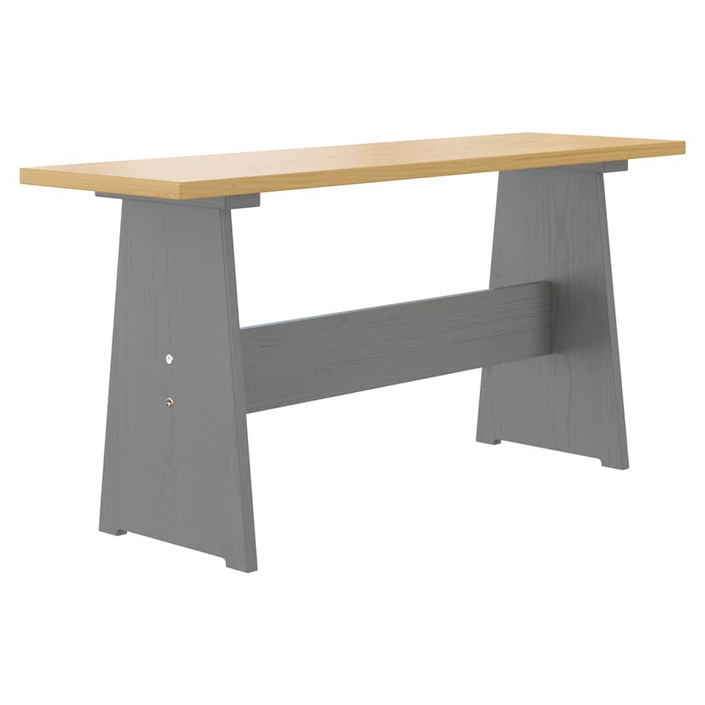 Vidaxl eettafel met bankje reine massief grenenhout honingbruin grijs