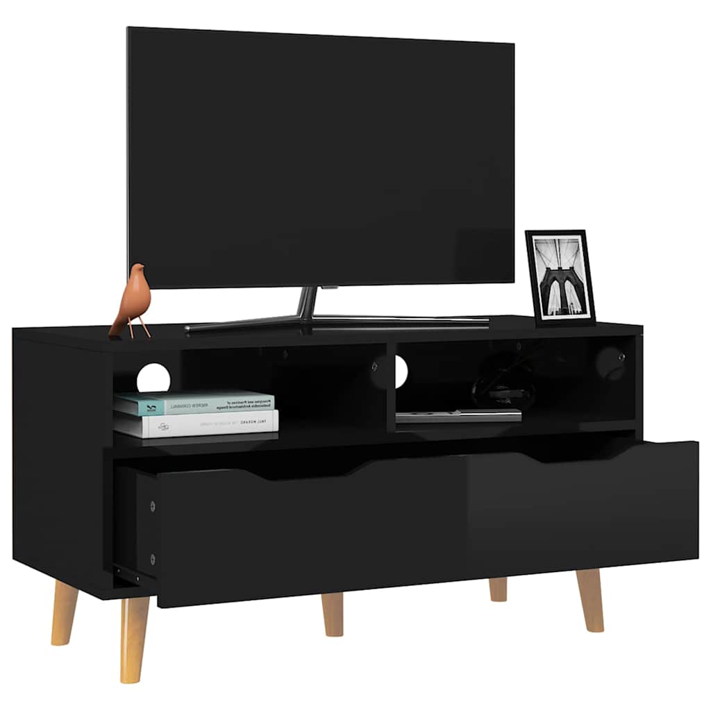 Vidaxl tv-meubel 90x40x48,5 cm bewerkt hout hoogglans zwart
