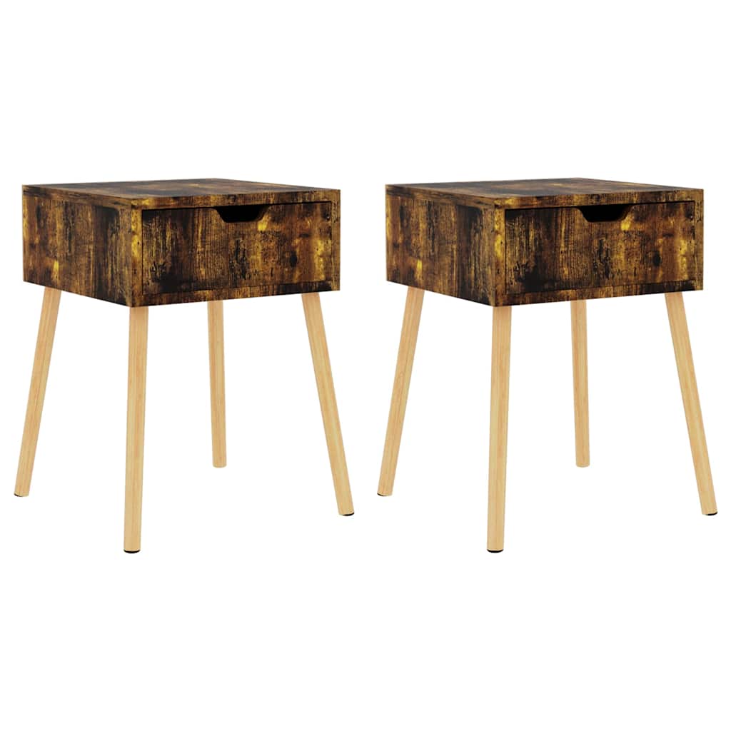 Vidaxl nachtkastjes 2 st 40x40x56 cm bewerkt hout gerookt eikenkleurig