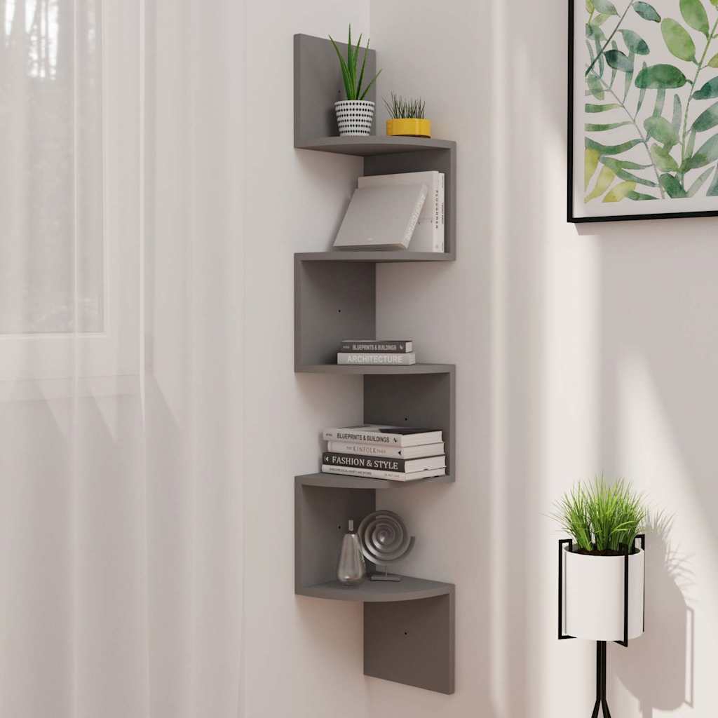 Vidaxl hoekwandschap 19x19x123 cm bewerkt hout grijs