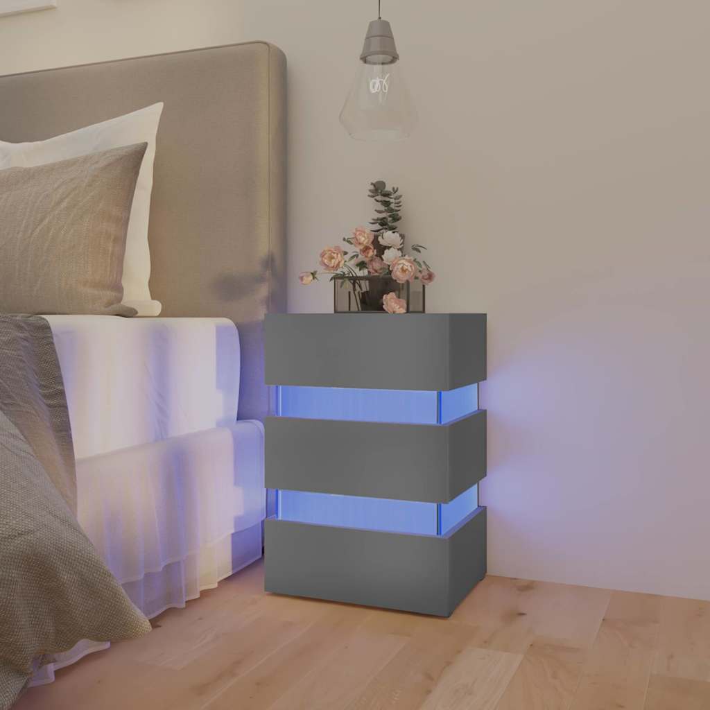 Vidaxl 326846 nachtkastje led 45x35x67 cm bewerkt hout grijs