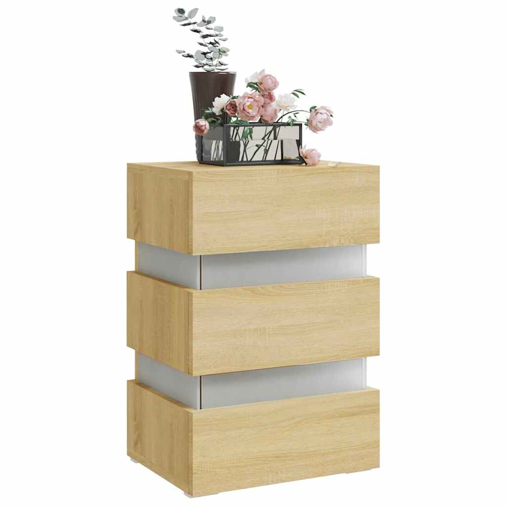 Vidaxl nachtkastje 45x35x67 cm bewerkt hout sonoma eikenkleurig