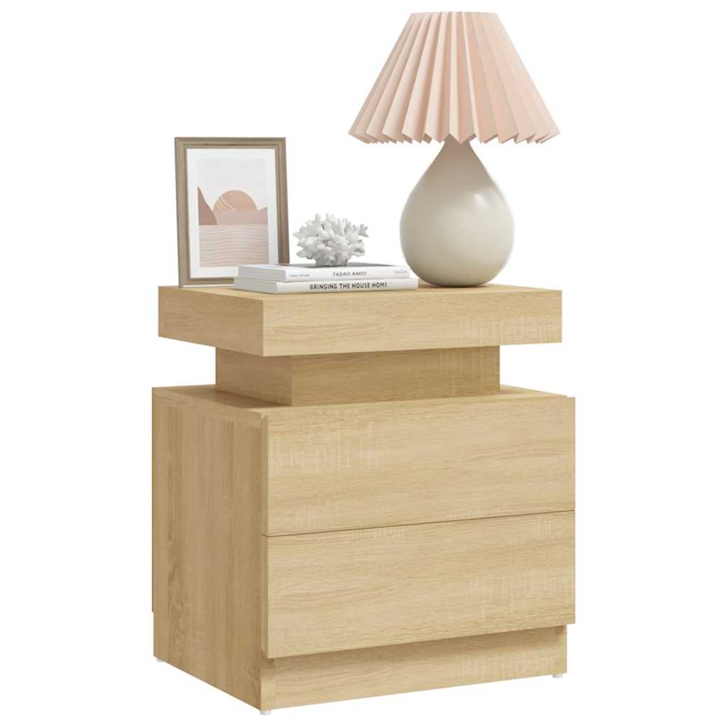 Vidaxl nachtkastje 45x35x52 cm bewerkt hout sonoma eikenkleurig