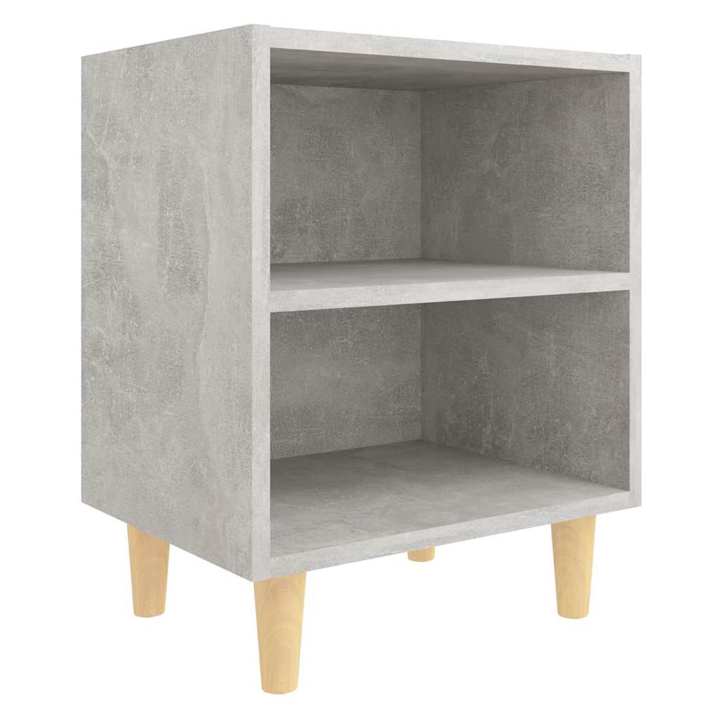 Vidaxl nachtkastje met massief houten poten 40x30x50 cm betongrijs