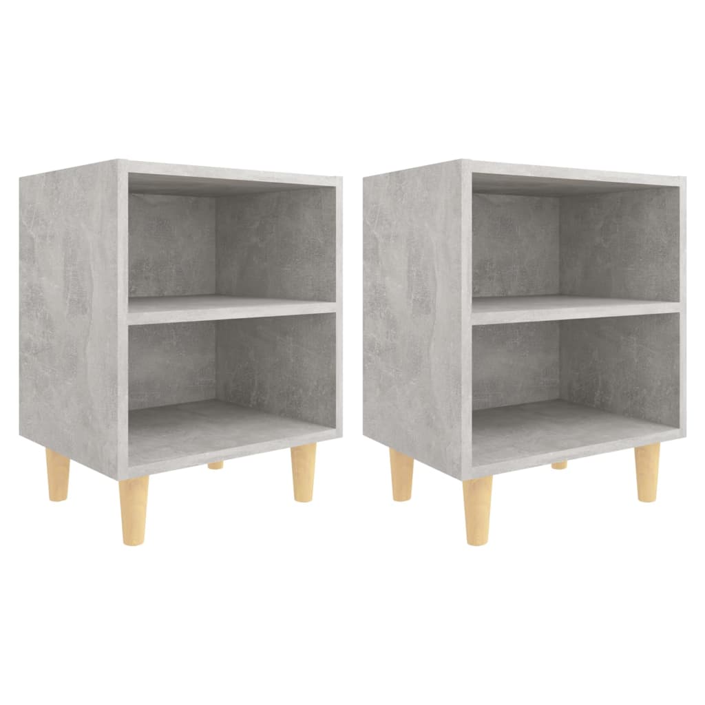 Vidaxl nachtkastjes 2 st met houten poten 40x30x50 cm betongrijs