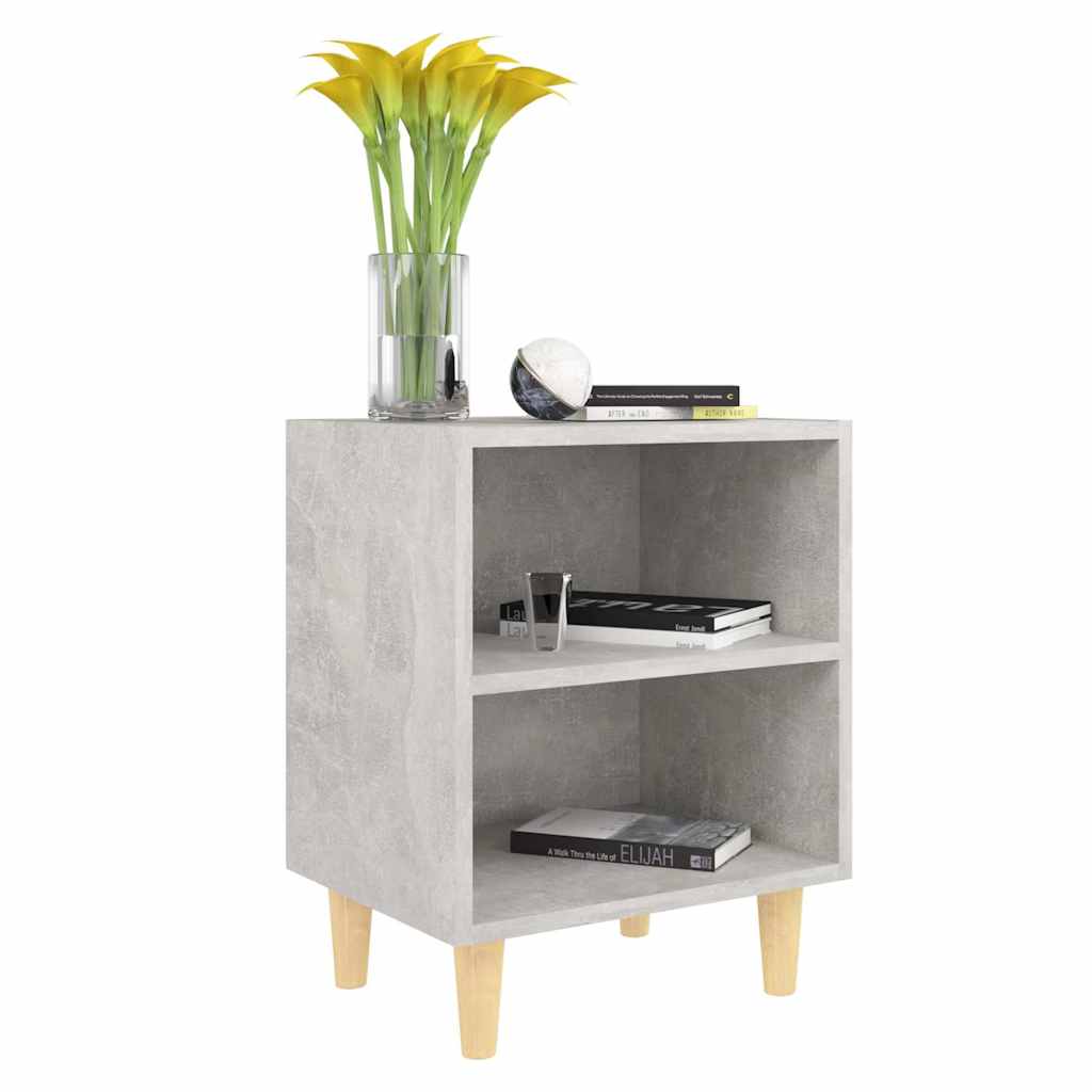 Vidaxl nachtkastjes 2 st met houten poten 40x30x50 cm betongrijs