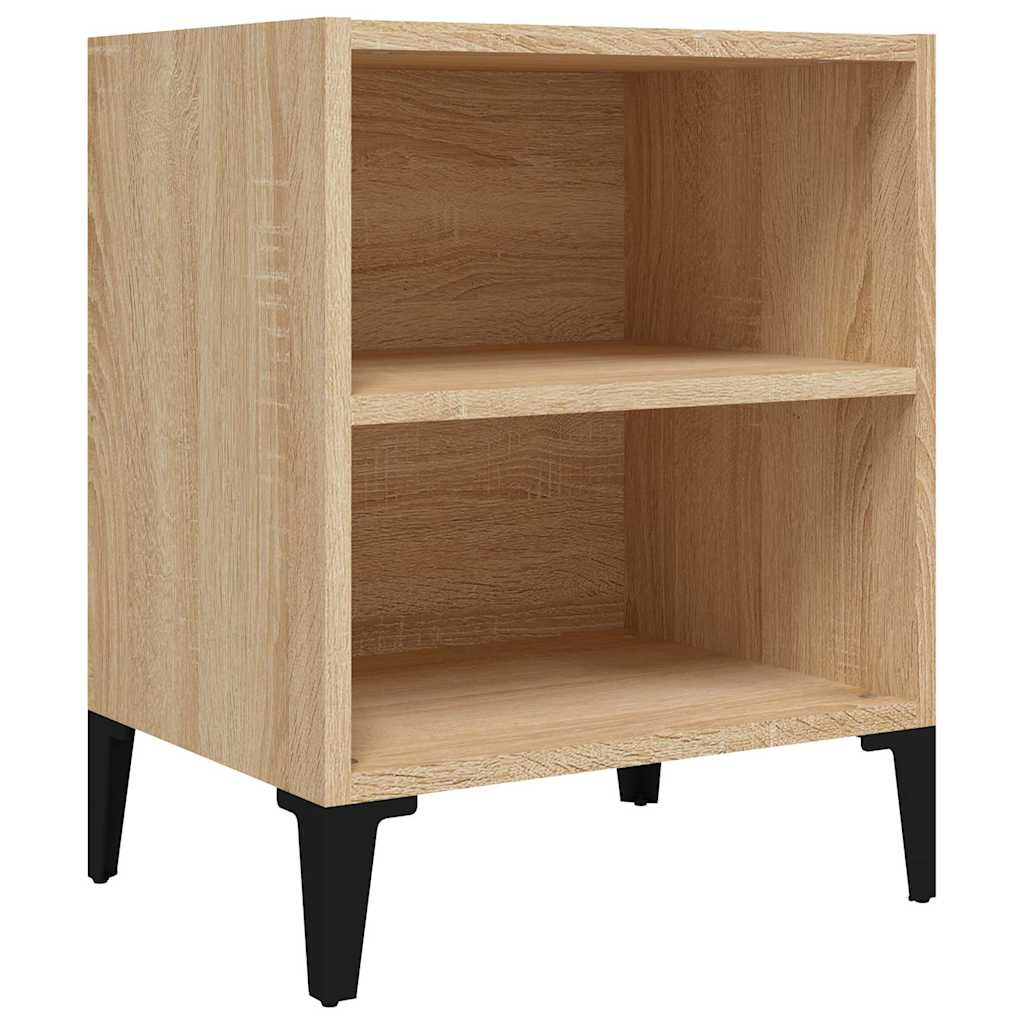 Vidaxl nachtkastje met metalen poten 40x30x50 cm sonoma eikenkleurig
