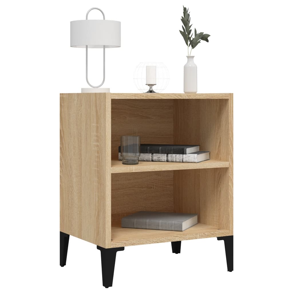 Vidaxl nachtkastje met metalen poten 40x30x50 cm sonoma eikenkleurig