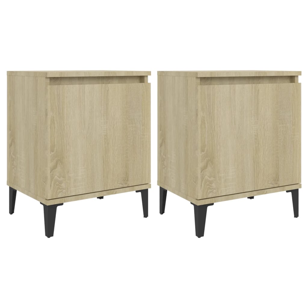 Vidaxl nachtkastjes met metalen poten 40x30x50 cm sonoma eikenkleurig