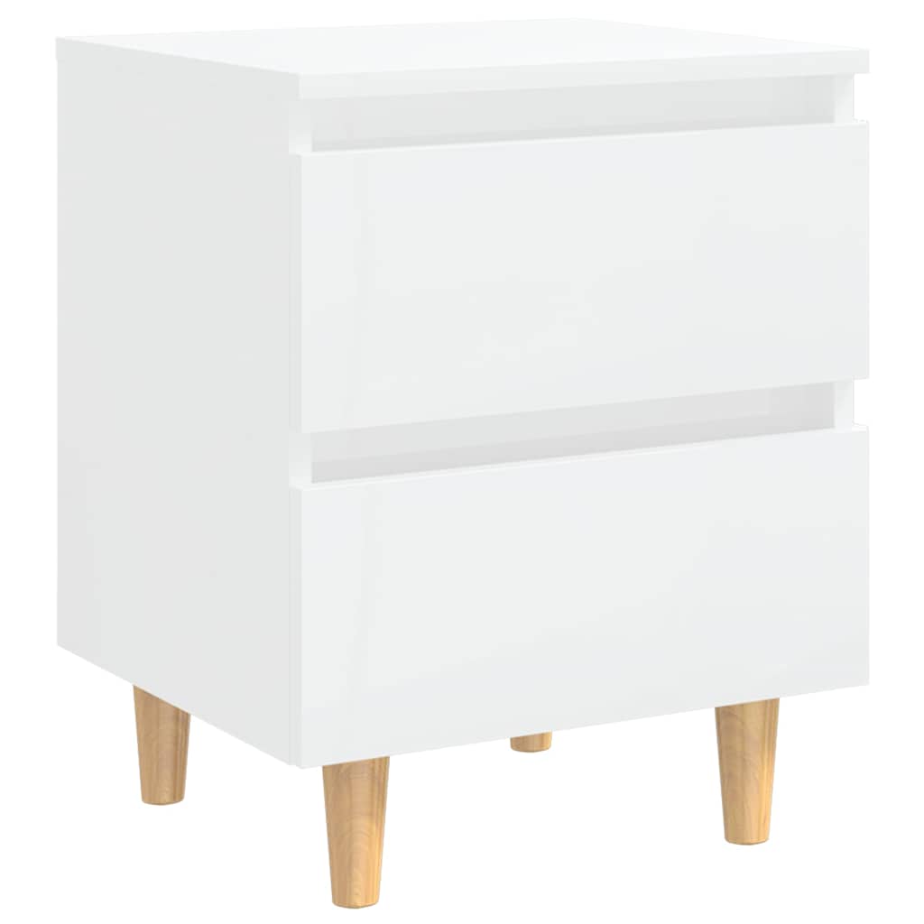 Vidaxl nachtkastjes 2 st met houten poten 40x35x50 cm hoogglans wit