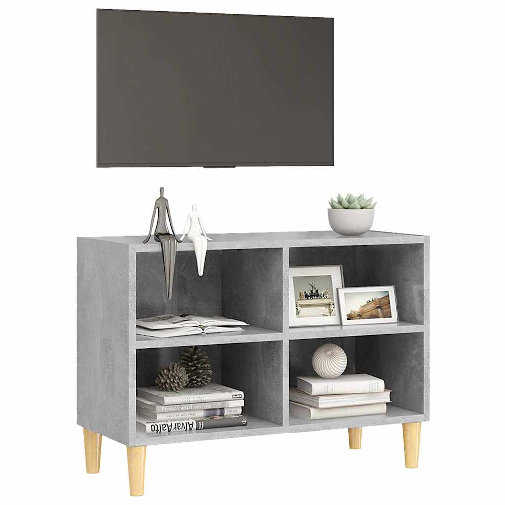 Vidaxl tv-meubel met massief houten poten 69,5x30x50 cm betongrijs