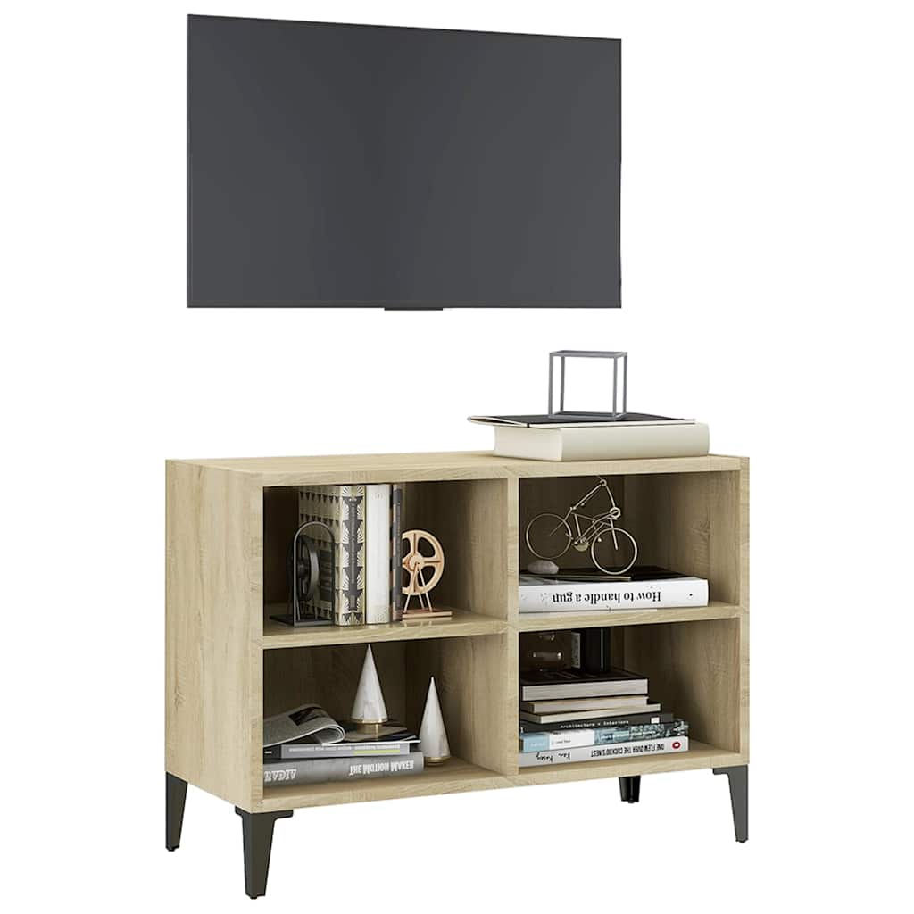 Vidaxl tv-meubel met metalen poten 69,5x30x50 cm sonoma eikenkleurig