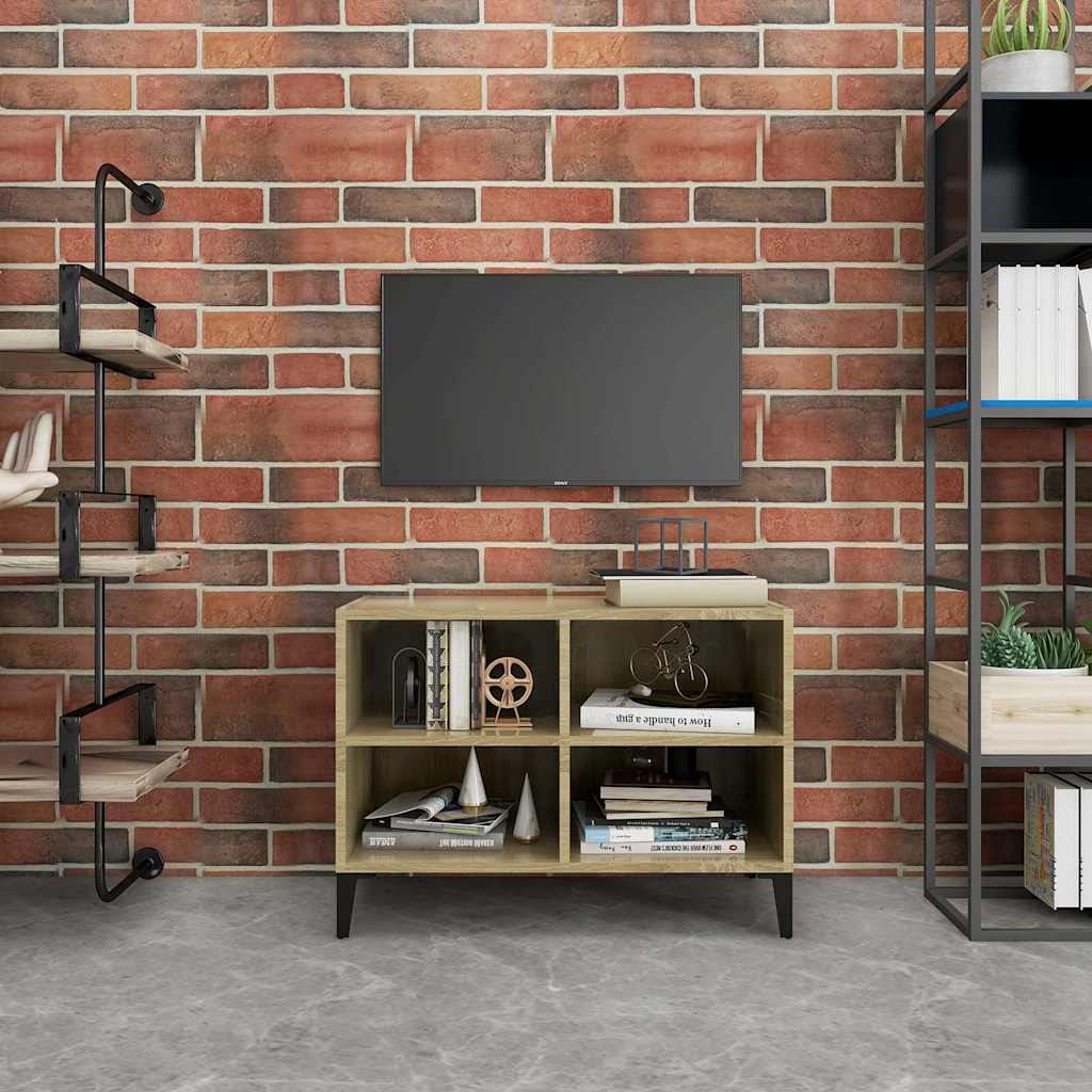 Vidaxl tv-meubel met metalen poten 69,5x30x50 cm sonoma eikenkleurig