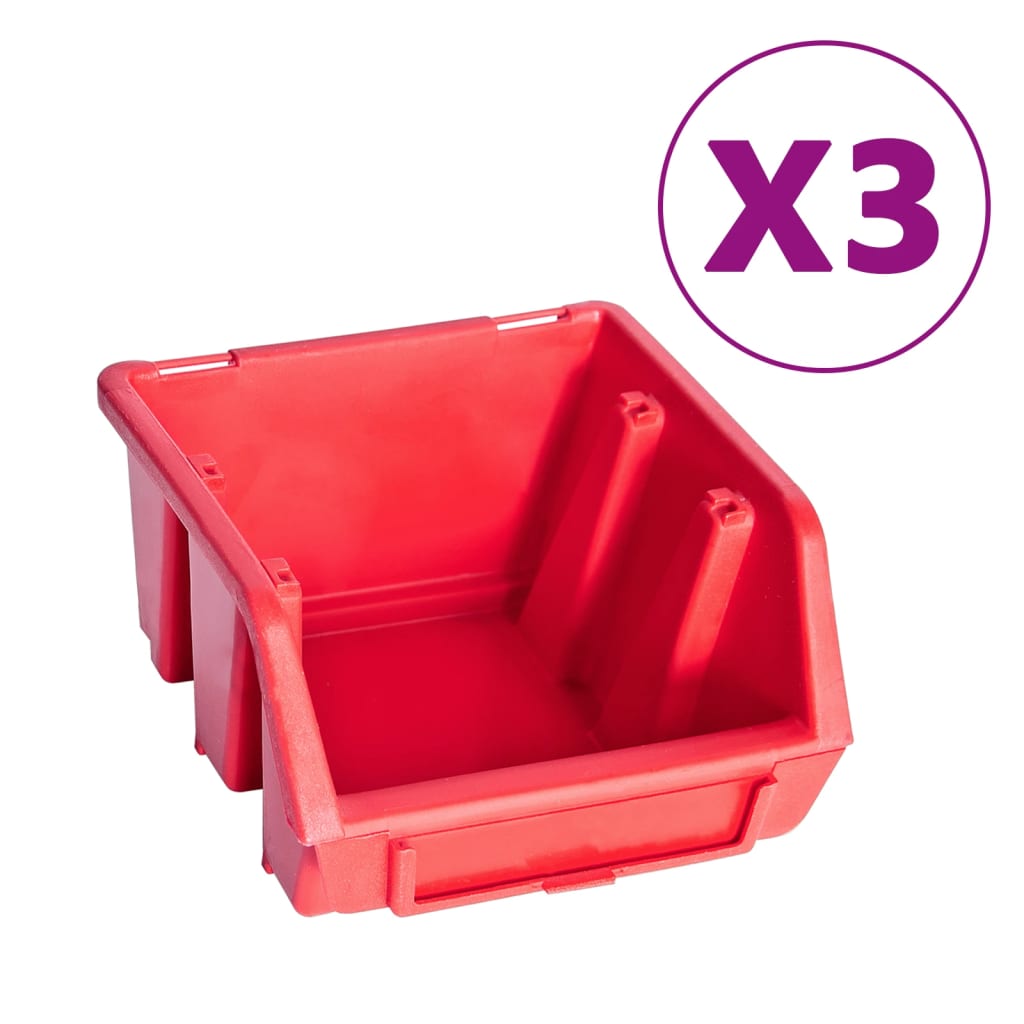 VidaXL 34-teiliges Aufbewahrungsbox-Set mit Wandpaneelen in Rot und Schwarz
