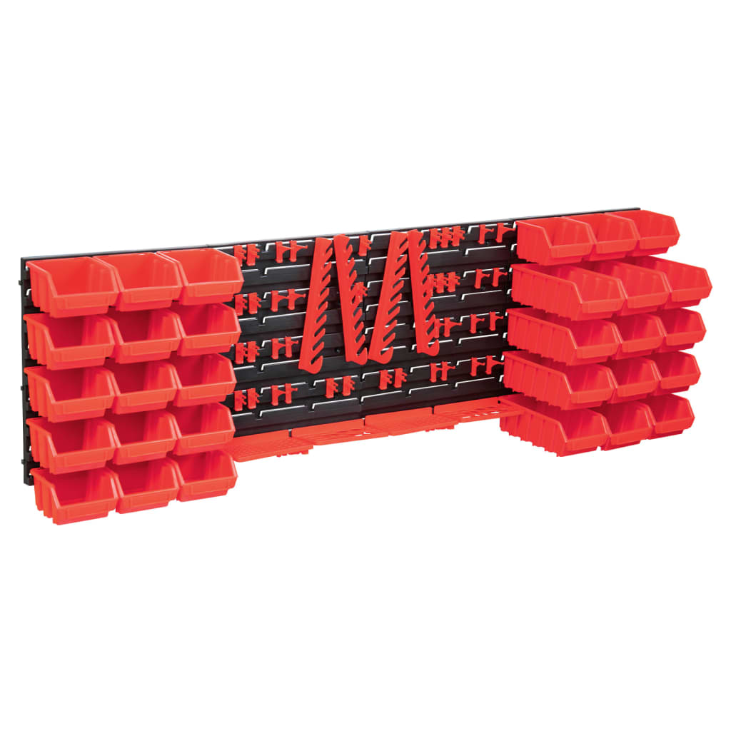 Vidaxx 80-teiliges Aufbewahrungsbox-Set mit Wandpaneelen in Rot und Schwarz