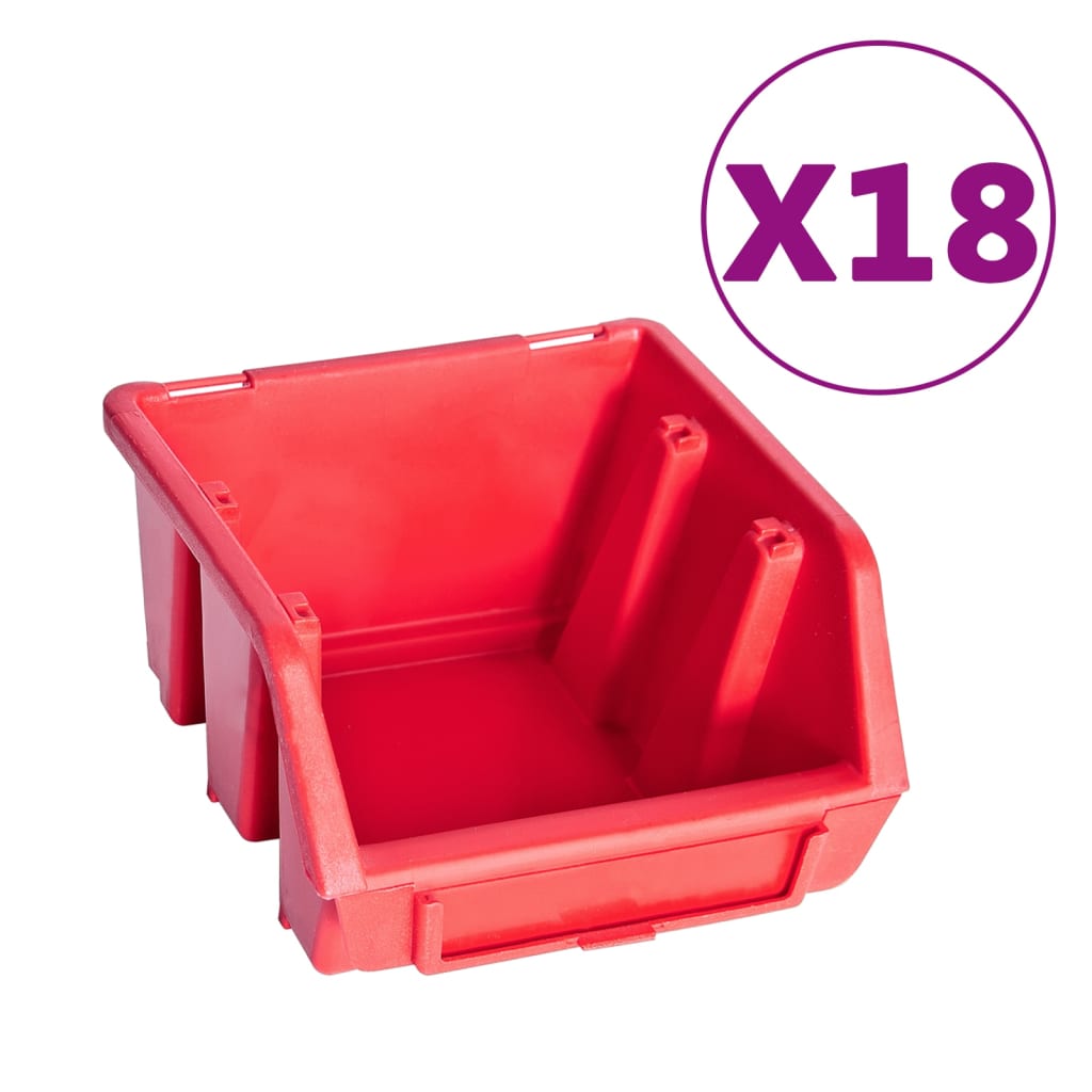 Vidaxx 80-teiliges Aufbewahrungsbox-Set mit Wandpaneelen in Rot und Schwarz