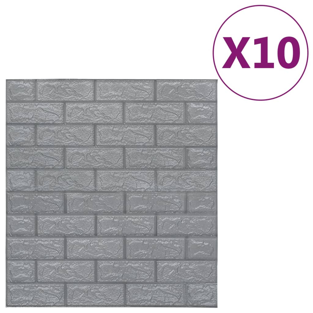 Vidaxl 3D Tapete selbstklebend 10 St. Ziegel Anthrazitfarben