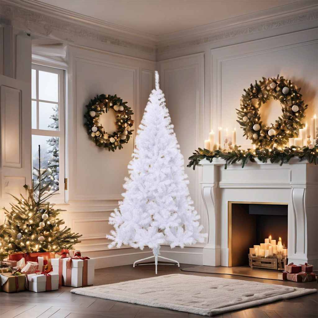 Vidaxl Kunstkerstboom mit Standardhälfte 180 cm PVC Weiß