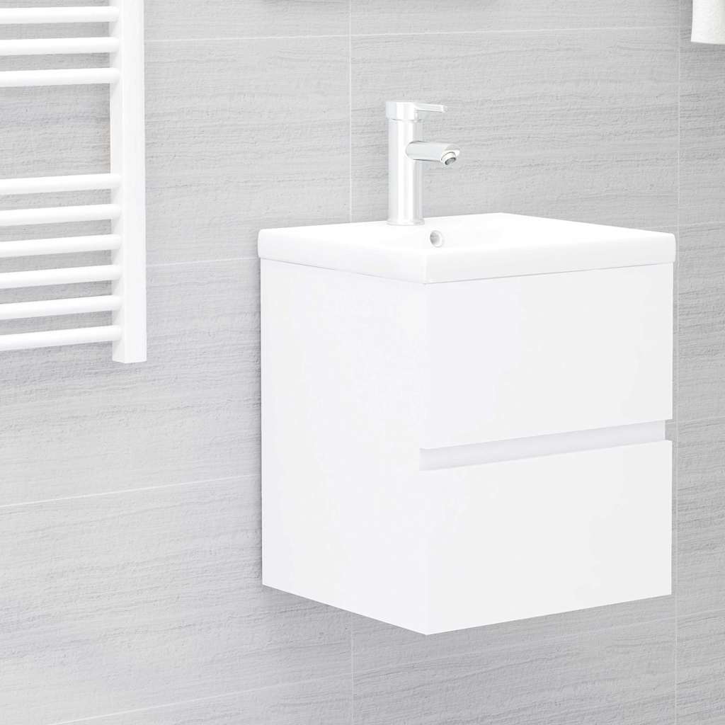 Vidaxl wastafelkast met ingebouwde wastafel spaanplaat wit