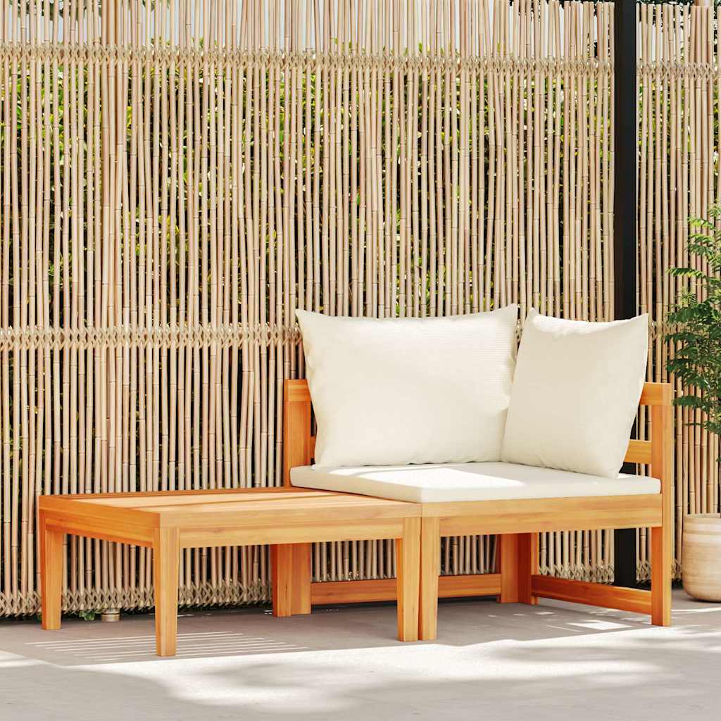Vidaxl 2-delige loungeset met crèmewitte kussens acaciahout