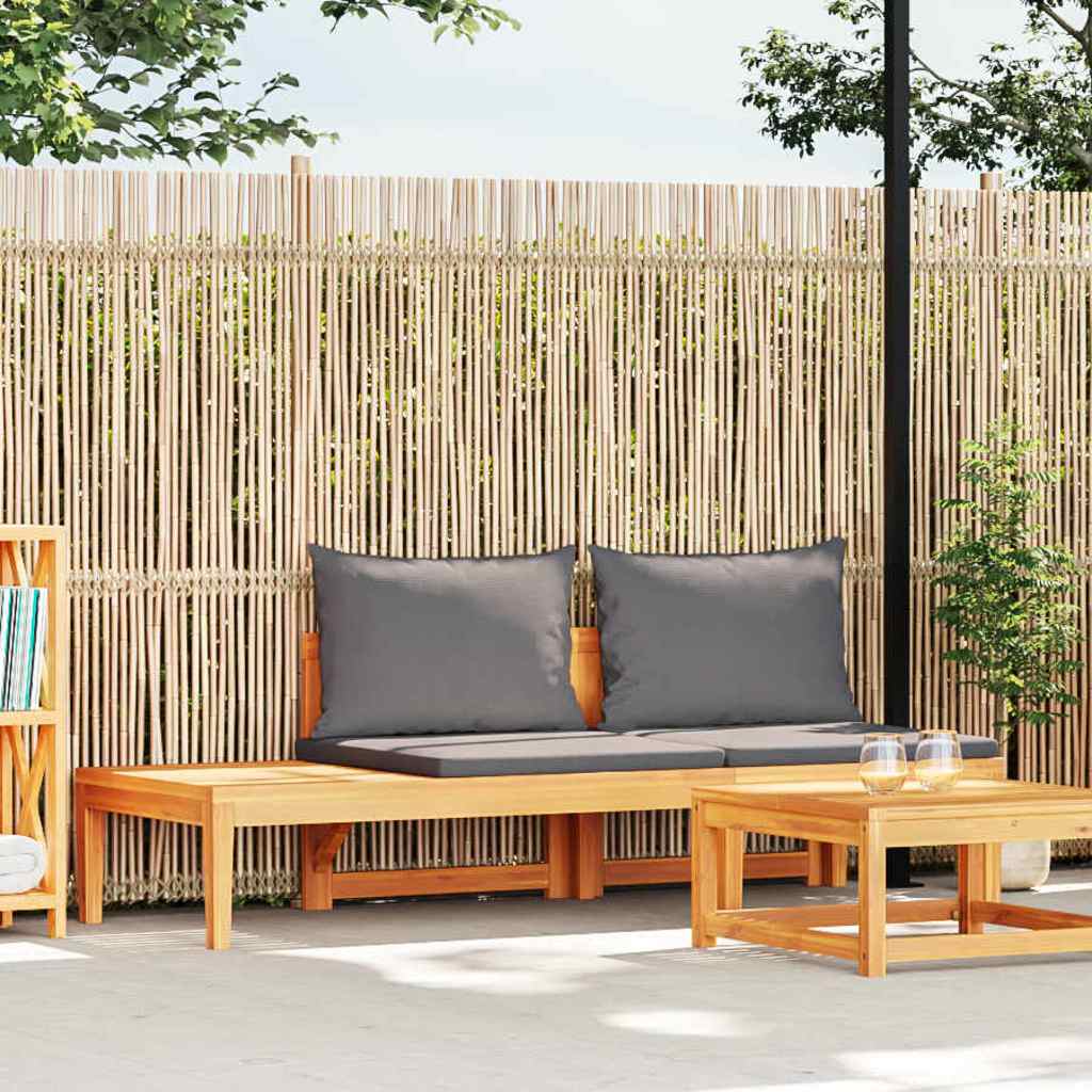Vidaxl tuinbank met tafel en donkergrijze kussens massief acaciahout