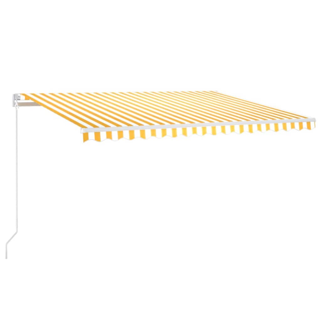 Vidaxl luifel manuell ausziehbar mit LED 400x350 cm gelb und weiß