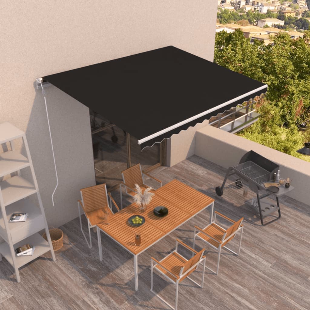 Vidaxl luifel erstreckt sich automatisch 400 x 350 cm Anthrazit -geläutet