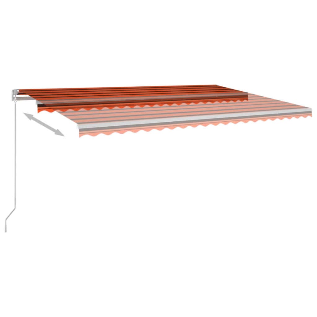 Vidaxl Luifel manuell ausziehbar mit LED 500x350 cm Orange und Braun