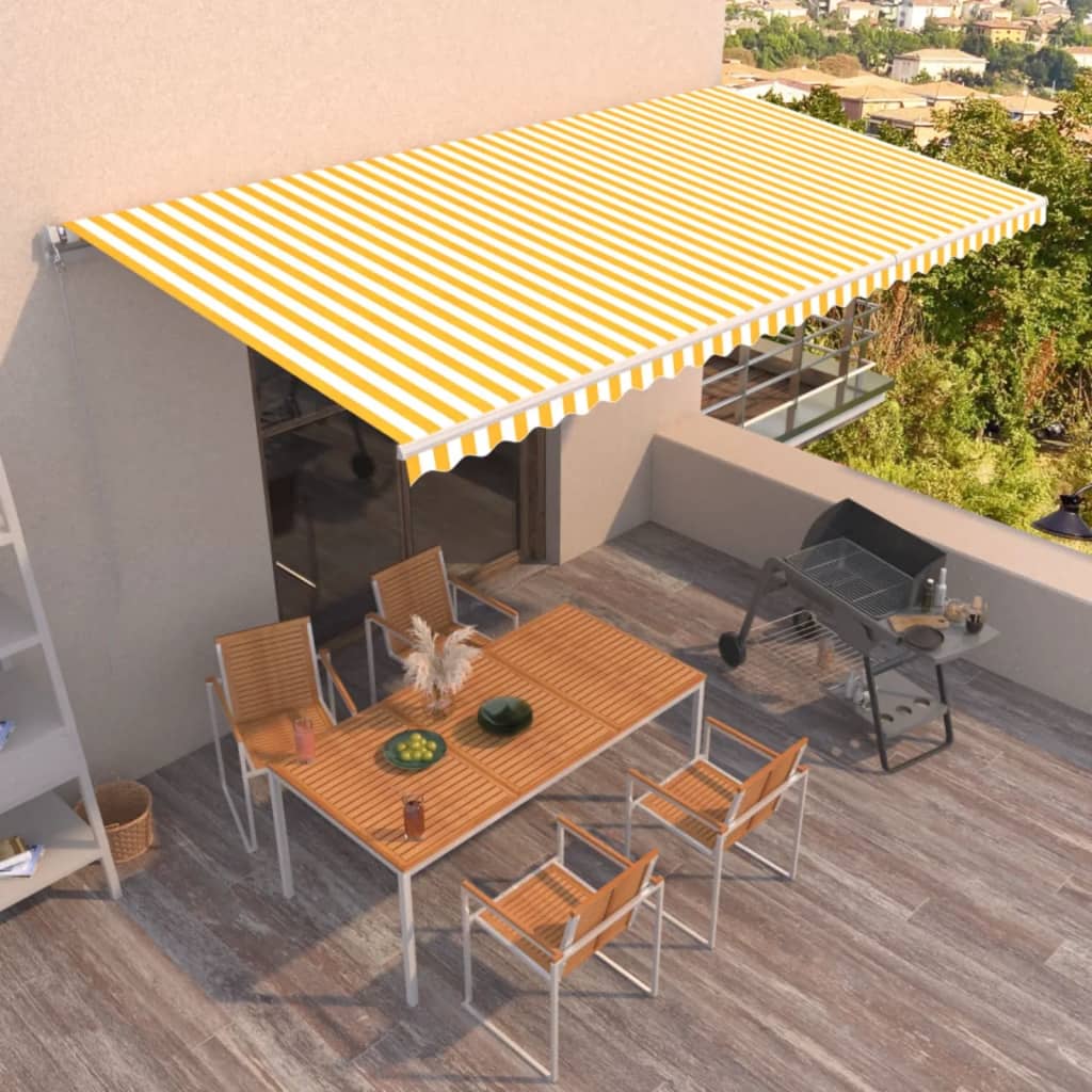 Vidaxl Luifel erstreckt sich manuell 600x350 cm gelb und weiß