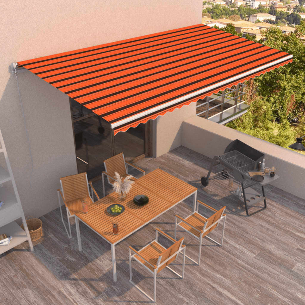 Vidaxl Luifel erstreckt sich manuell 600x350 cm orange und braun