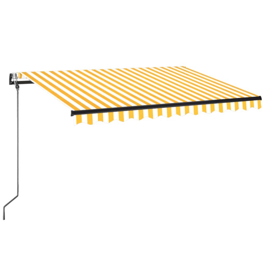 Vidaxl Luifel Automatik mit LED- und Windsensor 350x250 cm gelb und weiß