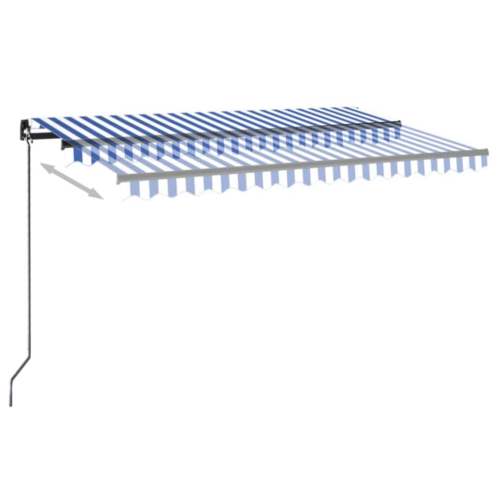 Vidaxl Luifel Automatik mit LED- und Windsensor 450x300 cm blau weiß