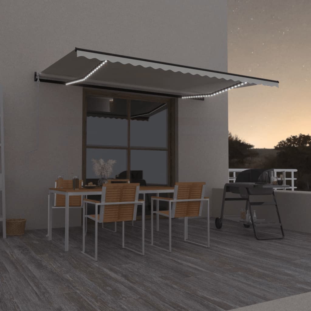 Vidaxl Luifel Automatik mit LED- und Windsensor 500x300 cm Creme Farbe