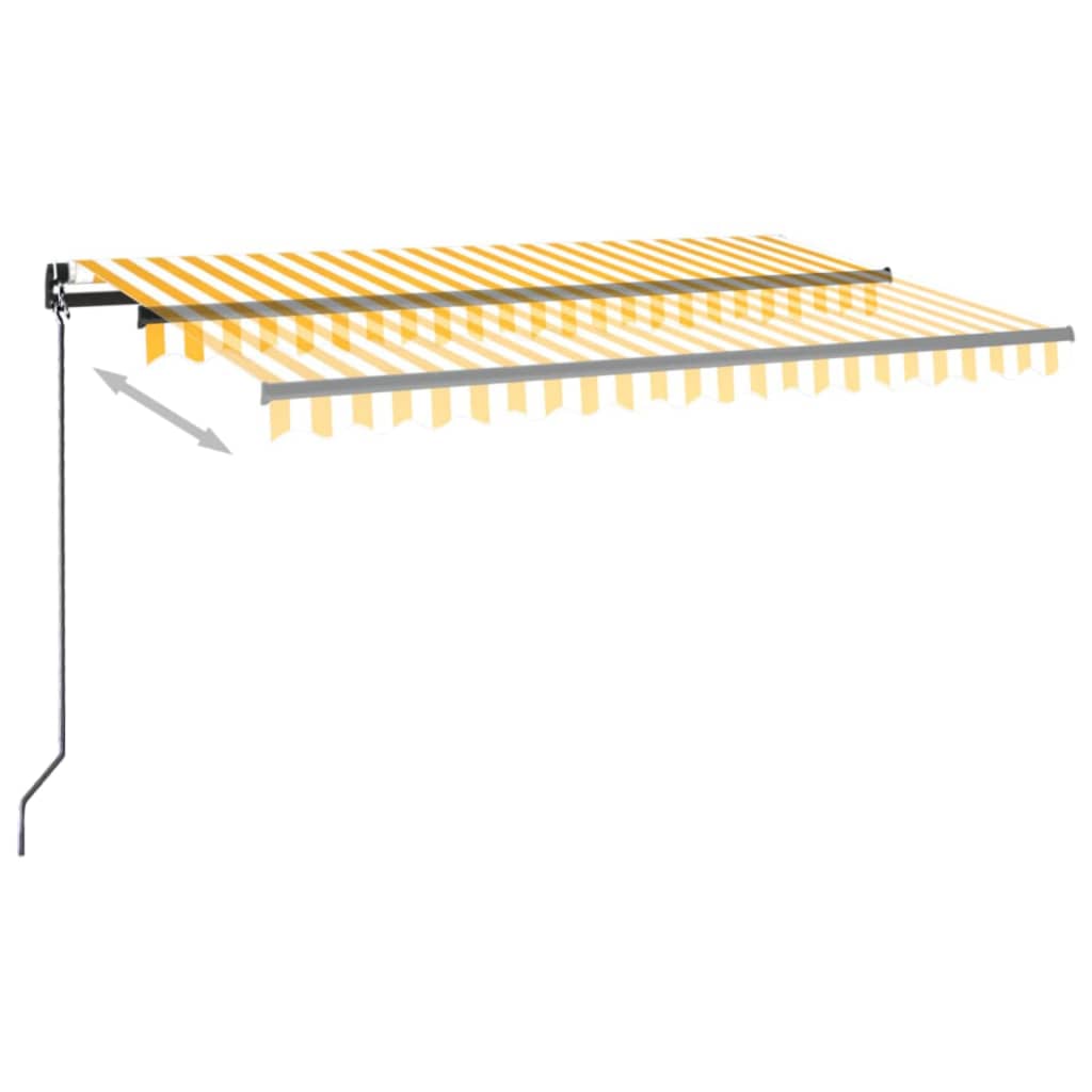 Vidaxl luifel manuell ausziehbar mit LED 400x350 cm gelb und weiß