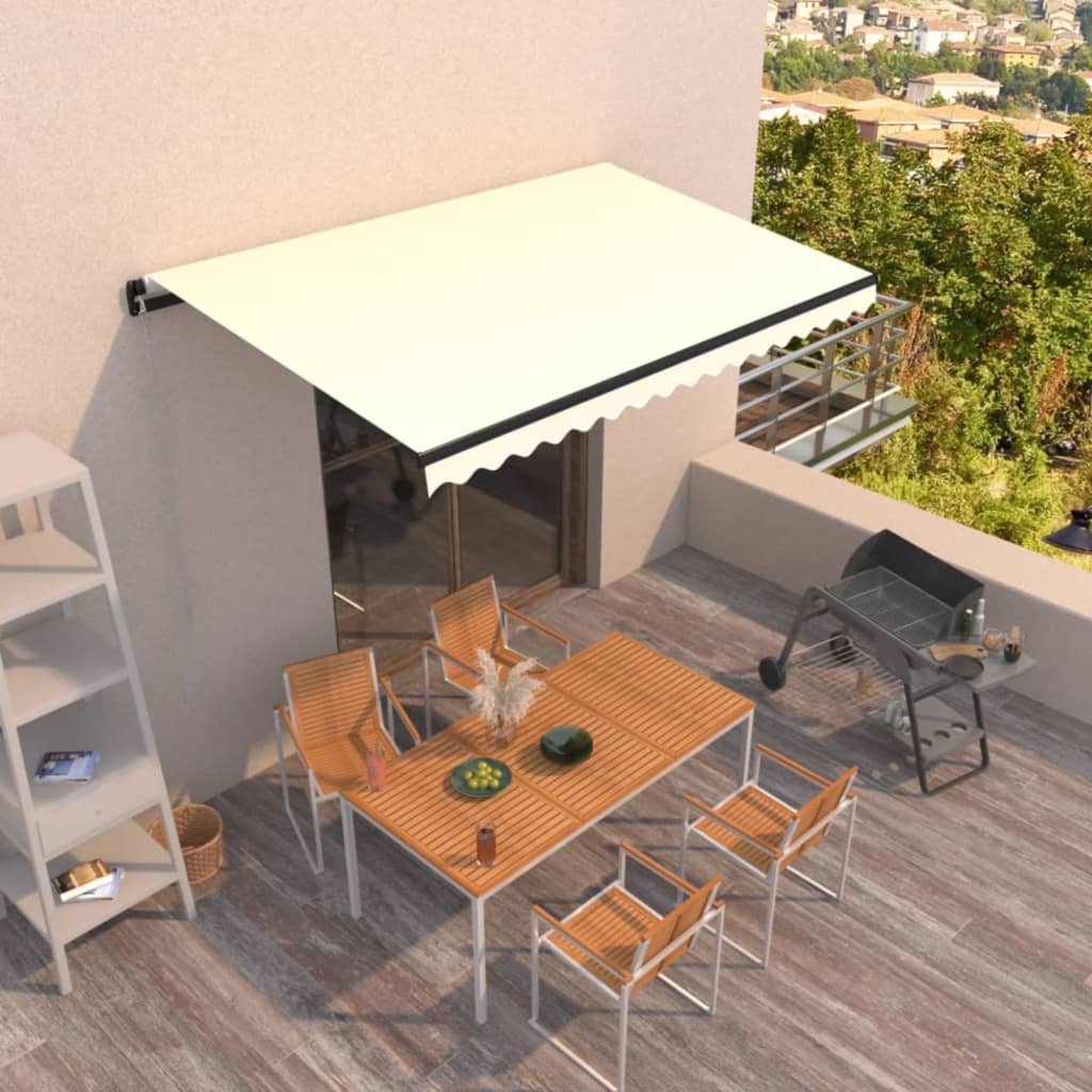 Vidaxl luifel erstreckt sich manuell 450 x 350 cm cremefarben.