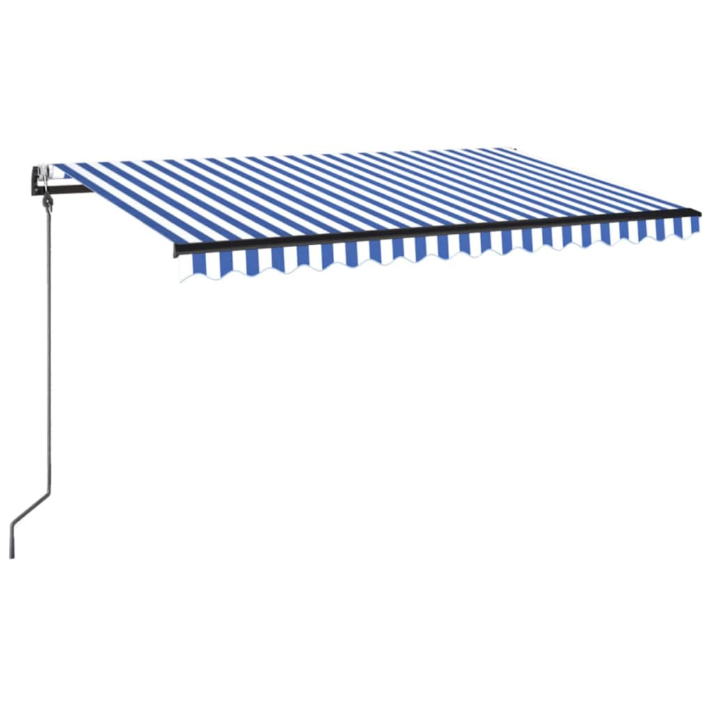 Vidaxl Luifel Automatik mit LED- und Windsensor 450x350 cm blau weiß