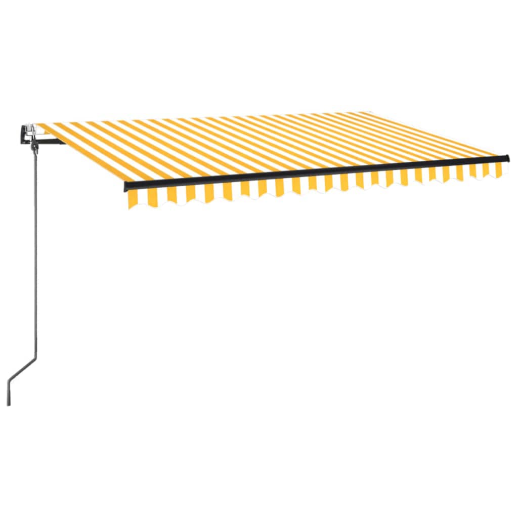 Vidaxl Luifel Automatik mit LED- und Windsensor 450x350 cm Gelb weiß
