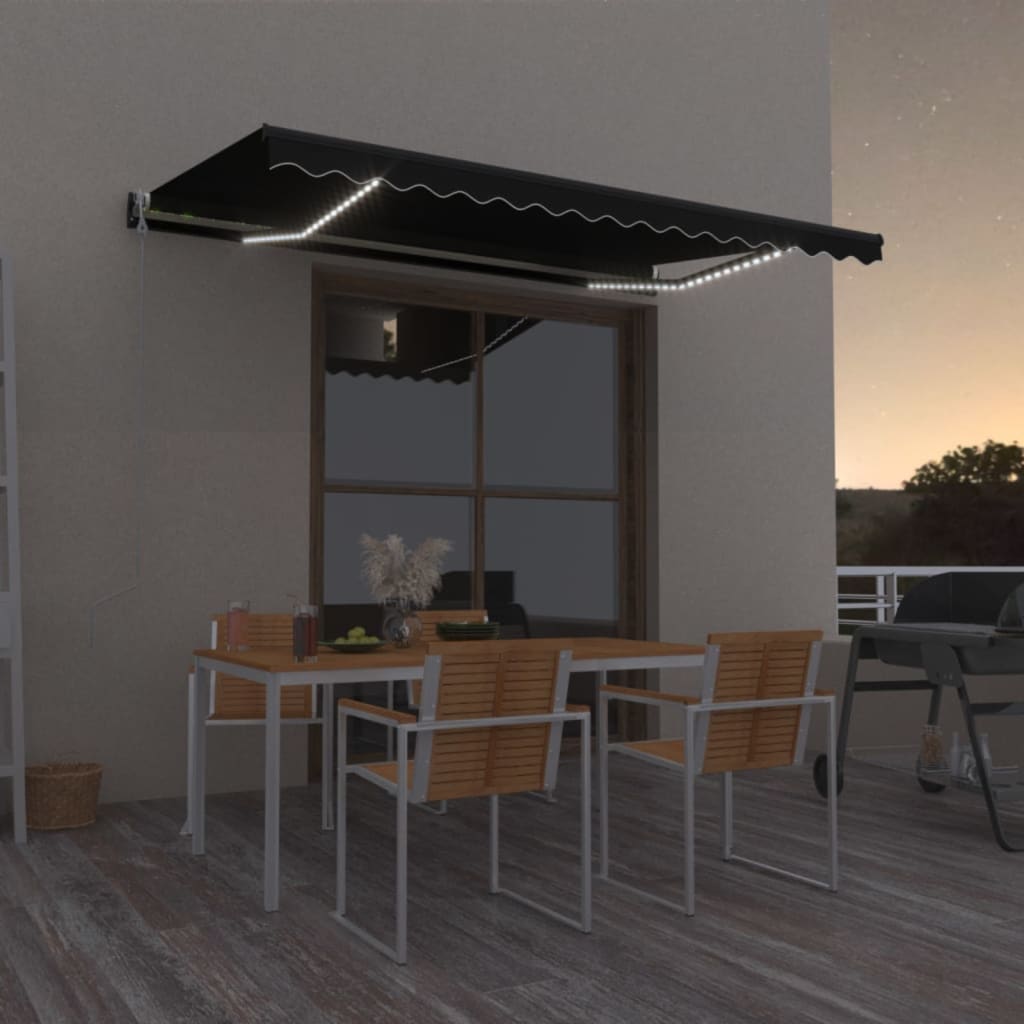 Vidaxl Luifel Automatik mit LED- und Windsensor 450x350 cm Anthrazit