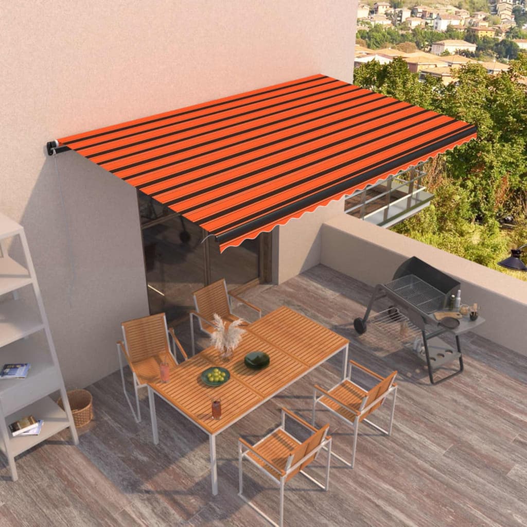 Vidaxl Luifel erstreckt sich manuell 500x350 cm orange und braun